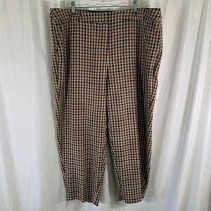 New Lane Bryant Straight Ankle Pants Womens 20 Brown Checked Mid Rise Button Zip